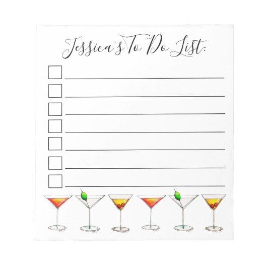 Gepersonaliseerd om Lijst Martini Cosmo Manhattan Notitieblok (Voorkant)