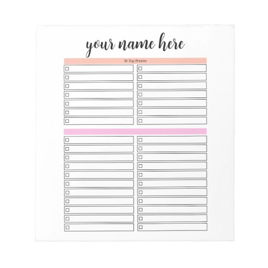 Gepersonaliseerd om List Planner Notitieblok te do (Voorkant)