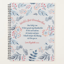 Gepersonaliseerd Oma Gedicht Blauwe Grijze Roos Planner