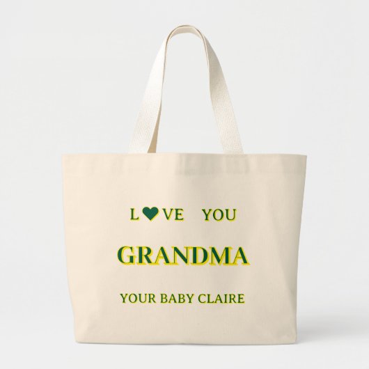 Gepersonaliseerd Oma Script Groot geel & groen Grote Tote Bag (Voorkant)
