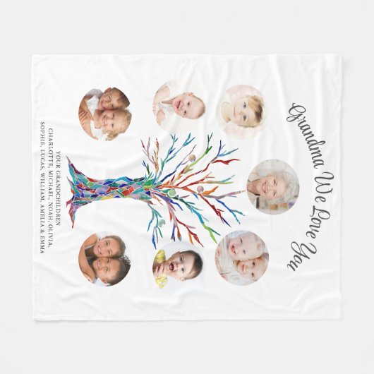 Gepersonaliseerd Oma We Love You Foto Keepsake Fleece Deken (Voorkant (Horizontaal))