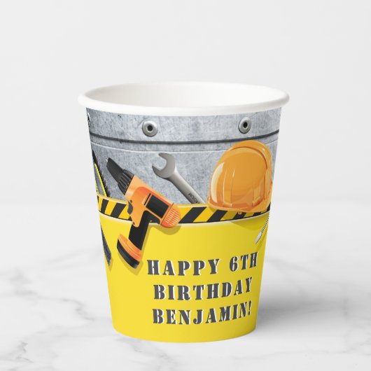 Gepersonaliseerd onder Bouw van "Birthday Paper Cu Papieren Bekers (Voorkant)