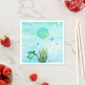 Gepersonaliseerd onder het Baby shower SeaTurtle Servet (Insitu)