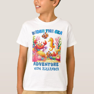 Gepersonaliseerd Onder het zee avontuur viskrab T-shirt