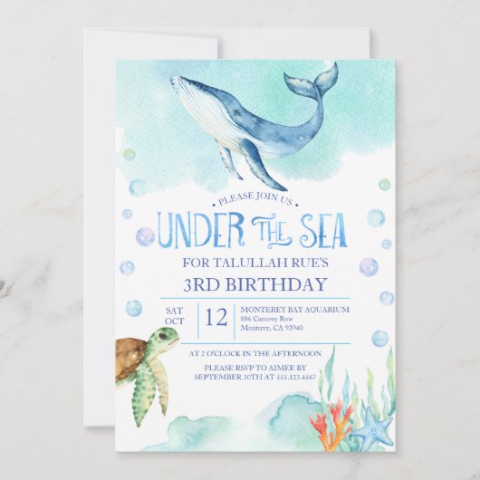 Gepersonaliseerd onder het Zee Verjaardag - Ocean  Kaart (Voorkant)