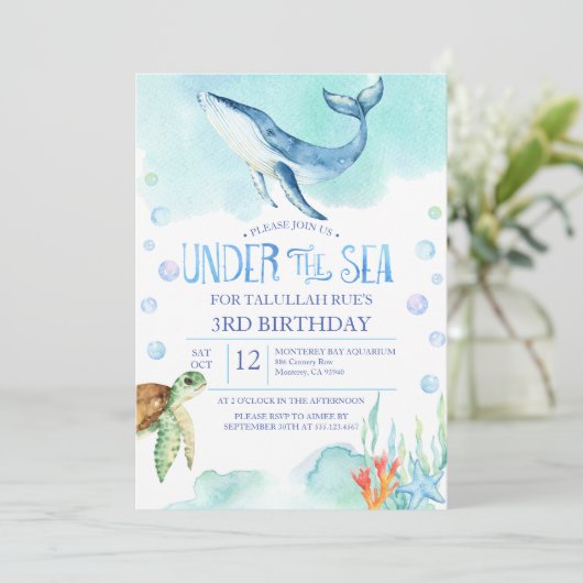 Gepersonaliseerd onder het Zee Verjaardag - Ocean  Kaart (Staand voorkant)