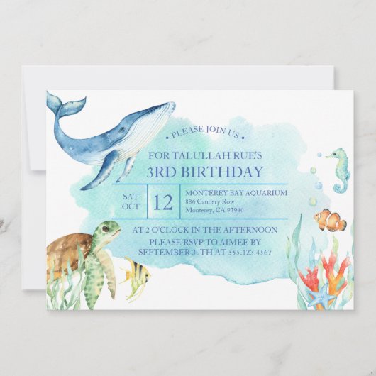 Gepersonaliseerd onder het Zee Verjaardag - Ocean Kaart (Voorkant)