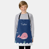 Gepersonaliseerd onder het Zee walvis Kinder Apron Schort (Gedragen)