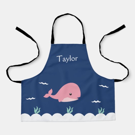 Gepersonaliseerd onder het Zee walvis Kinder Apron Schort (Voorkant)