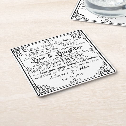 gepersonaliseerd onderzetter voor de bruiloft van (Schuin)