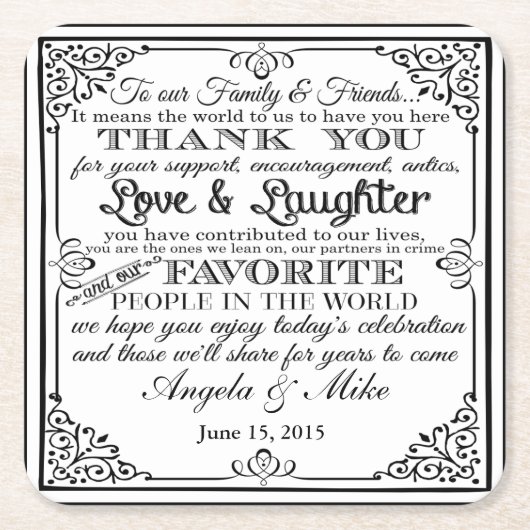 gepersonaliseerd onderzetter voor de bruiloft van (Voorkant)