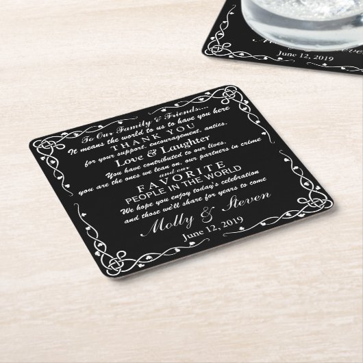 gepersonaliseerd onderzetter voor de bruiloft van (Schuin)