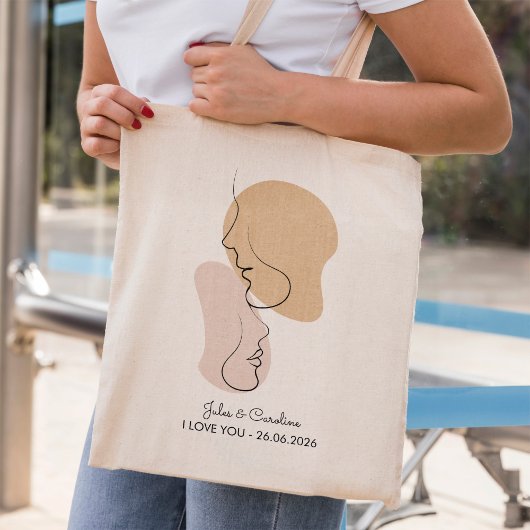 Gepersonaliseerd, One Line, Liefde, Boho, Arabisch Tote Bag