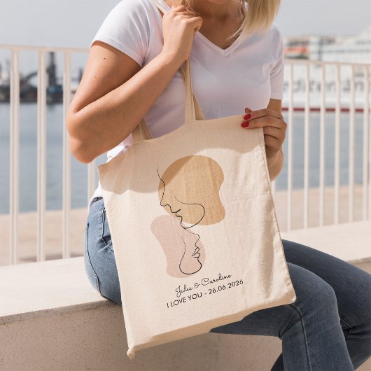 Gepersonaliseerd, One Line, Liefde, Boho, Arabisch Tote Bag