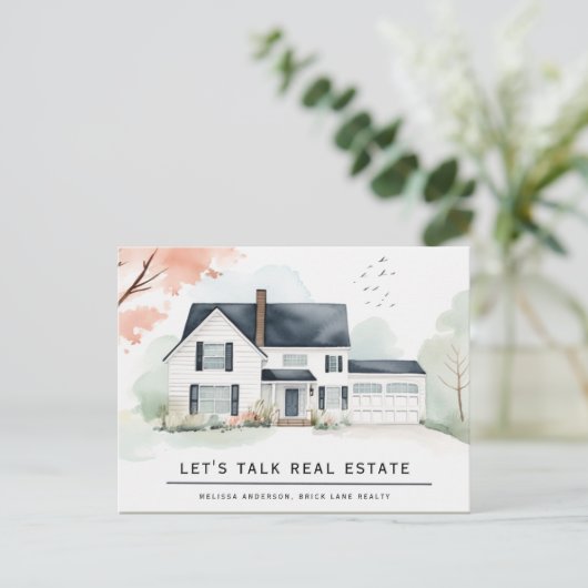 Gepersonaliseerd onroerend goed Waterverf huis Briefkaart (Staand voorkant)