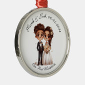 Gepersonaliseerd, Ons Eerste Kerstmis aangepaste c Metalen Ornament (Rechts)