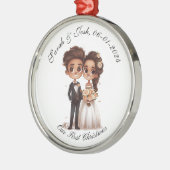 Gepersonaliseerd, Ons Eerste Kerstmis aangepaste c Metalen Ornament (Links)