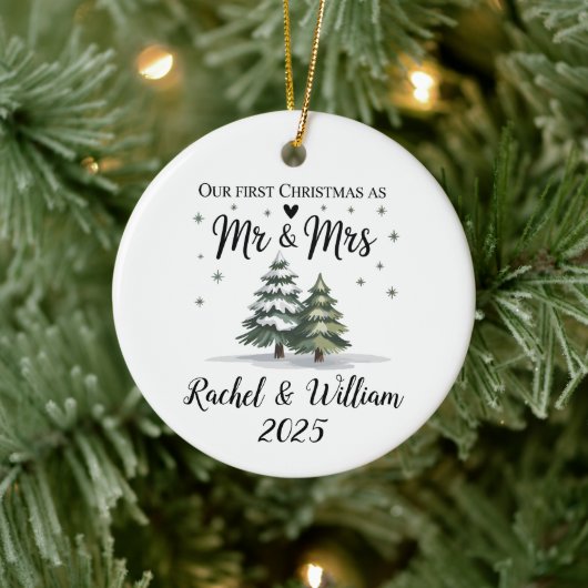 Gepersonaliseerd Ons Eerste Kerstmis als Koppel 20 Keramisch Ornament (Boom)