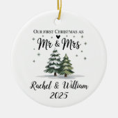 Gepersonaliseerd Ons Eerste Kerstmis als Koppel 20 Keramisch Ornament (Voorkant)