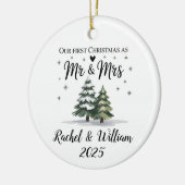 Gepersonaliseerd Ons Eerste Kerstmis als Koppel 20 Keramisch Ornament (Links)