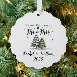 Gepersonaliseerd Ons Eerste Kerstmis als Koppel 20 Ornament Kaart