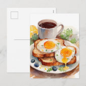 Gepersonaliseerd Ontbijt Ei Toast Koffie Eten Food Feestdagenkaart (Voorkant / Achterkant)