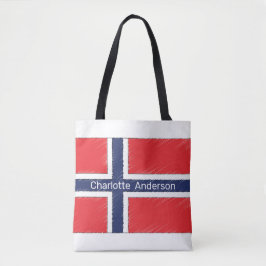 Gepersonaliseerd ontwerp met vlag van Noorwegen en Tote Bag