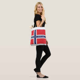 Gepersonaliseerd ontwerp met vlag van Noorwegen en Tote Bag