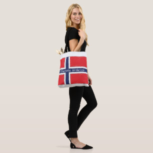 Gepersonaliseerd ontwerp met vlag van Noorwegen en Tote Bag
