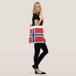Gepersonaliseerd ontwerp met vlag van Noorwegen en Tote Bag