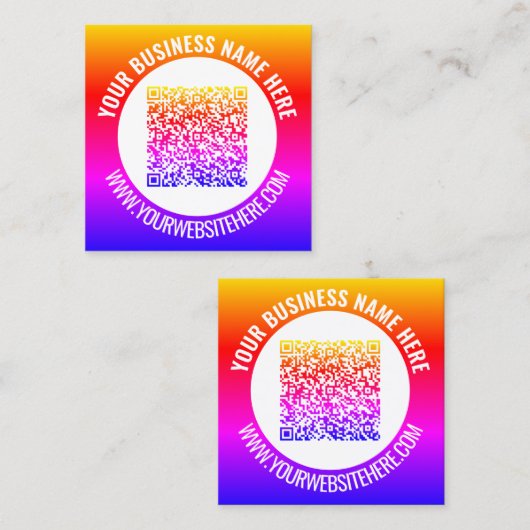 Gepersonaliseerd ontwerp uw eigen QR code Visiteka Vierkante Visitekaartje (Voorkant / Achterkant)