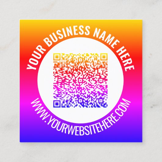 Gepersonaliseerd ontwerp uw eigen QR code Visiteka Vierkante Visitekaartje (Achterkant)