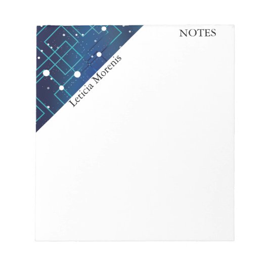 Gepersonaliseerd ontwerp van de blauwe en witte pr notitieblok (Voorkant)