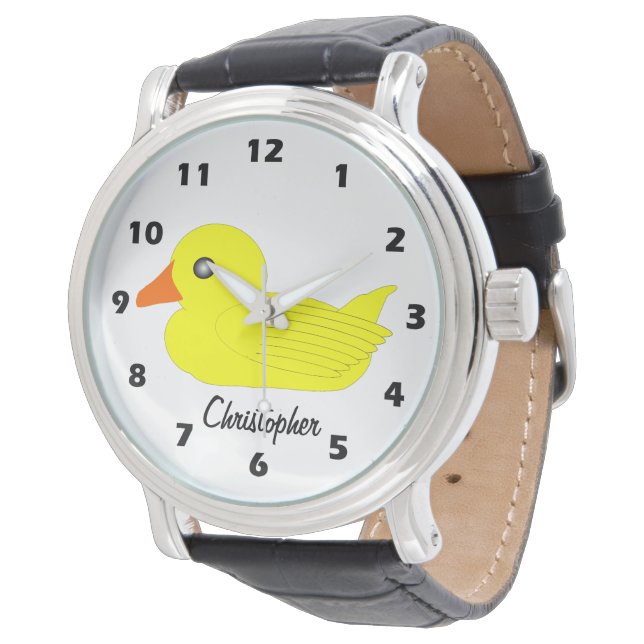 Gepersonaliseerd ontwerp van Gele Eend Horloge (Gekanteld)