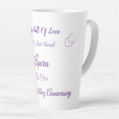 Gepersonaliseerd ontwerp van het 1e Jubileum Latte Mok (Rechterhoek)