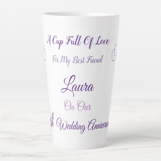 Gepersonaliseerd ontwerp van het 1e Jubileum Latte Mok (Voorkant)