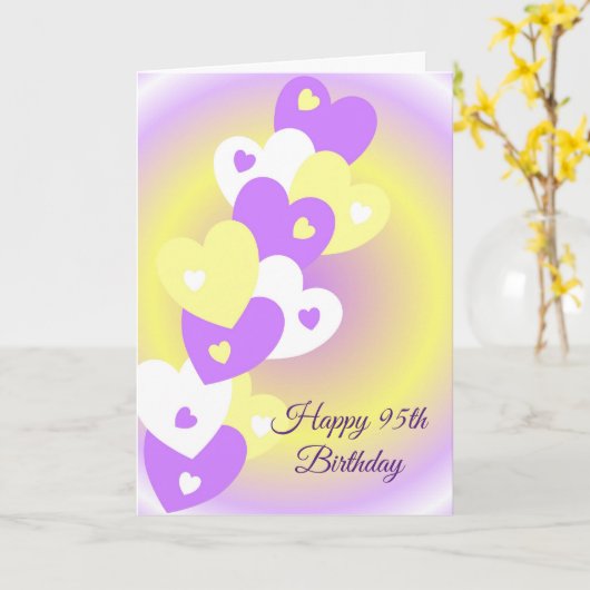 Gepersonaliseerd ontwerp van het hart 95e verjaard kaart (Gele Bloem)