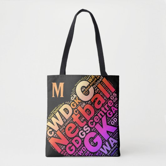 Gepersonaliseerd ontwerp van Netball Thormed Typog Tote Bag (Voorkant)
