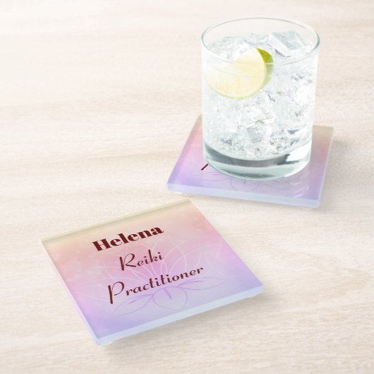 gepersonaliseerd ontwerp van Reiki Practitioner Glazen Onderzetter (Schuin)