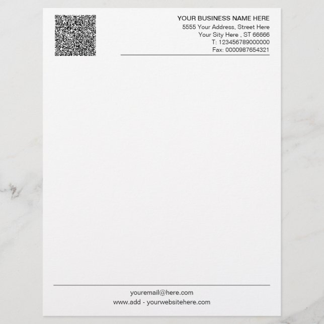 Gepersonaliseerd ontwerp van uw eigen QR-code brie Briefhoofd (Voorkant)