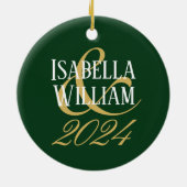 Gepersonaliseerd Onze 1e Kerstmis Keramisch Ornament (Achterkant)