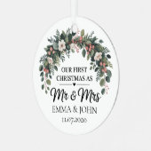 Gepersonaliseerd onze eerste kerst als Mr & Mrs 20 Metalen Ornament (Voorkant links)