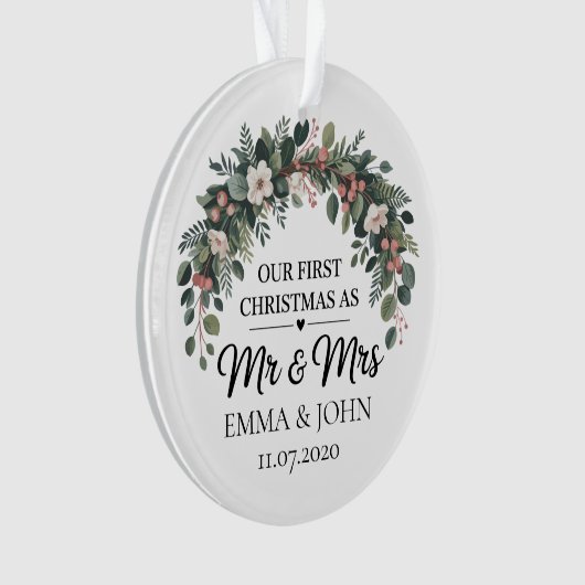 Gepersonaliseerd onze eerste kerst als Mr & Mrs 20 Ornament (voorkant)