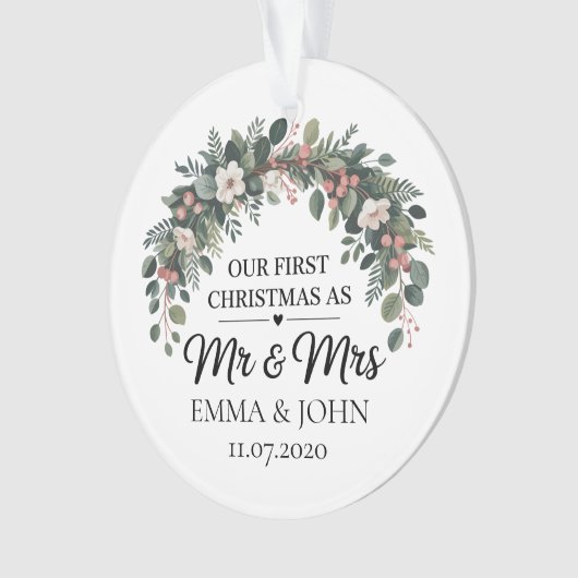 Gepersonaliseerd onze eerste kerst als Mr & Mrs 20 Ornament (voorkant)