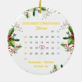 Gepersonaliseerd onze eerste kerst getrouwde kalen keramisch ornament (Achterkant)