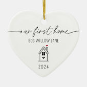 Gepersonaliseerd onze eerste kerst in ons nieuwe h keramisch ornament (Voorkant)
