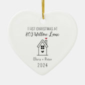 Gepersonaliseerd onze eerste kerst in ons nieuwe h keramisch ornament (Voorkant)