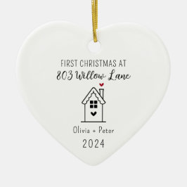 Gepersonaliseerd onze eerste kerst in ons nieuwe h keramisch ornament
