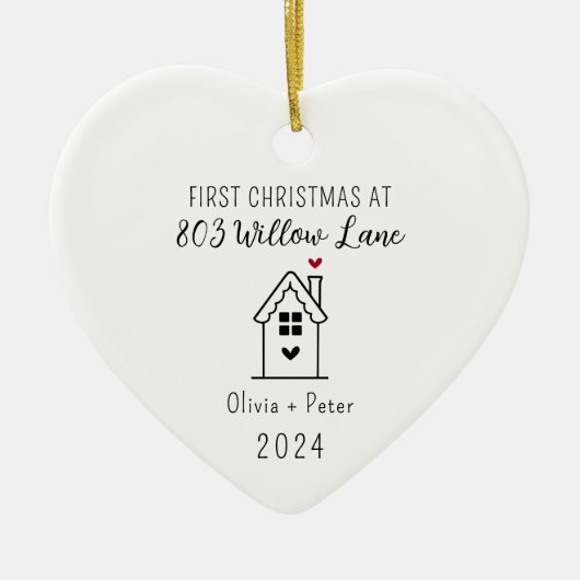 Gepersonaliseerd onze eerste kerst in ons nieuwe h keramisch ornament (Voorkant)