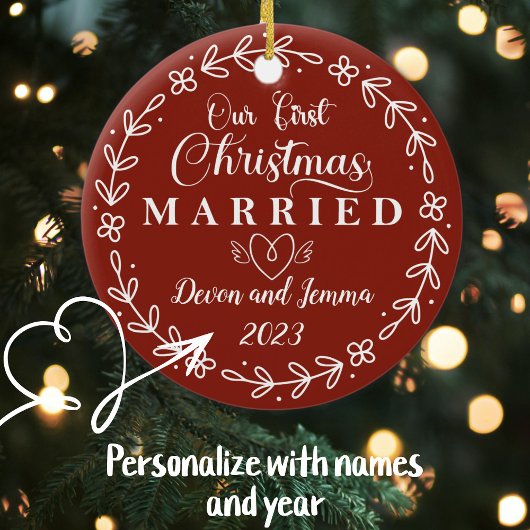 Gepersonaliseerd onze eerste kerst, Passen getrouw Keramisch Ornament